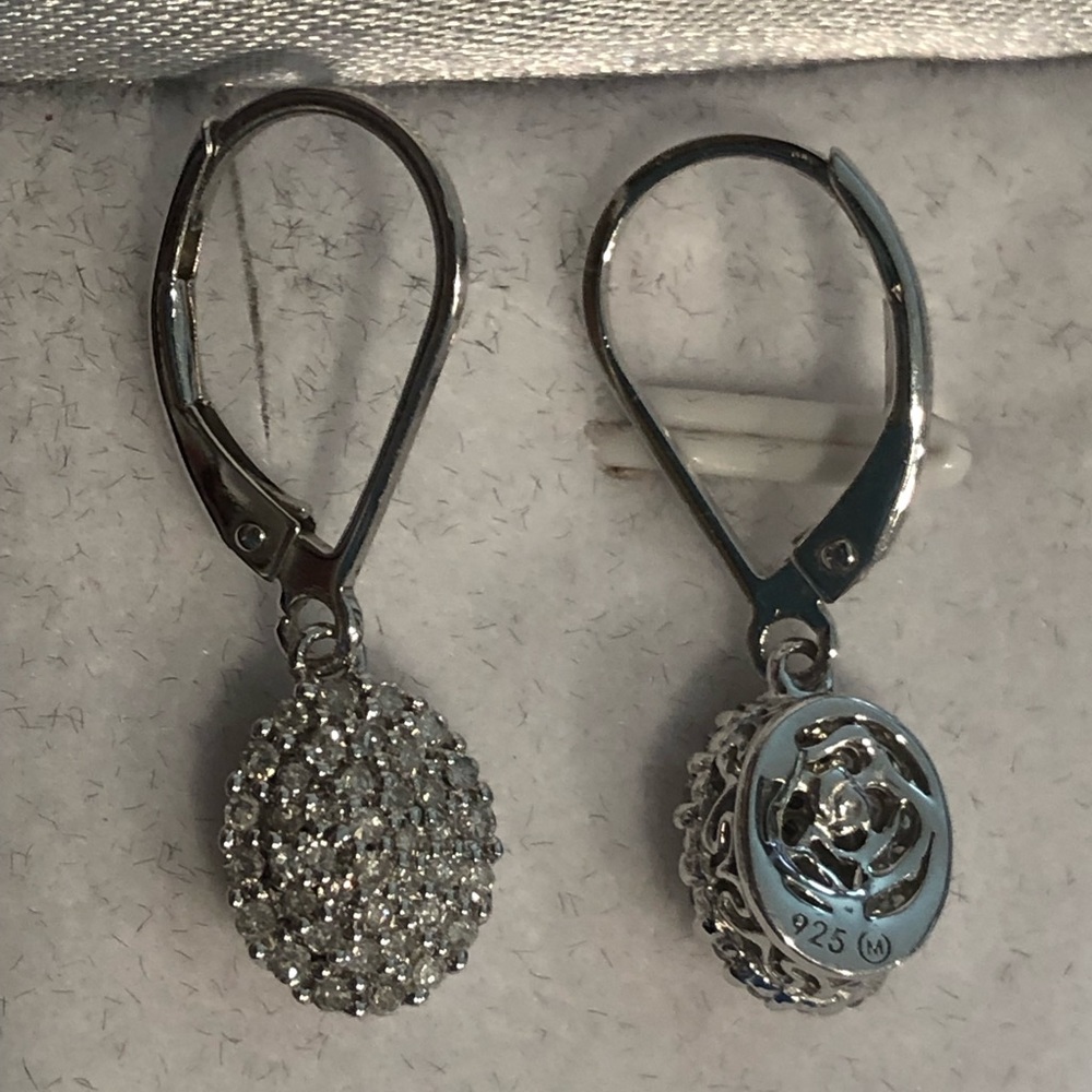 Vera Wang Simply Vera Design Line Sterling Silver Diamond Cluster Earrings